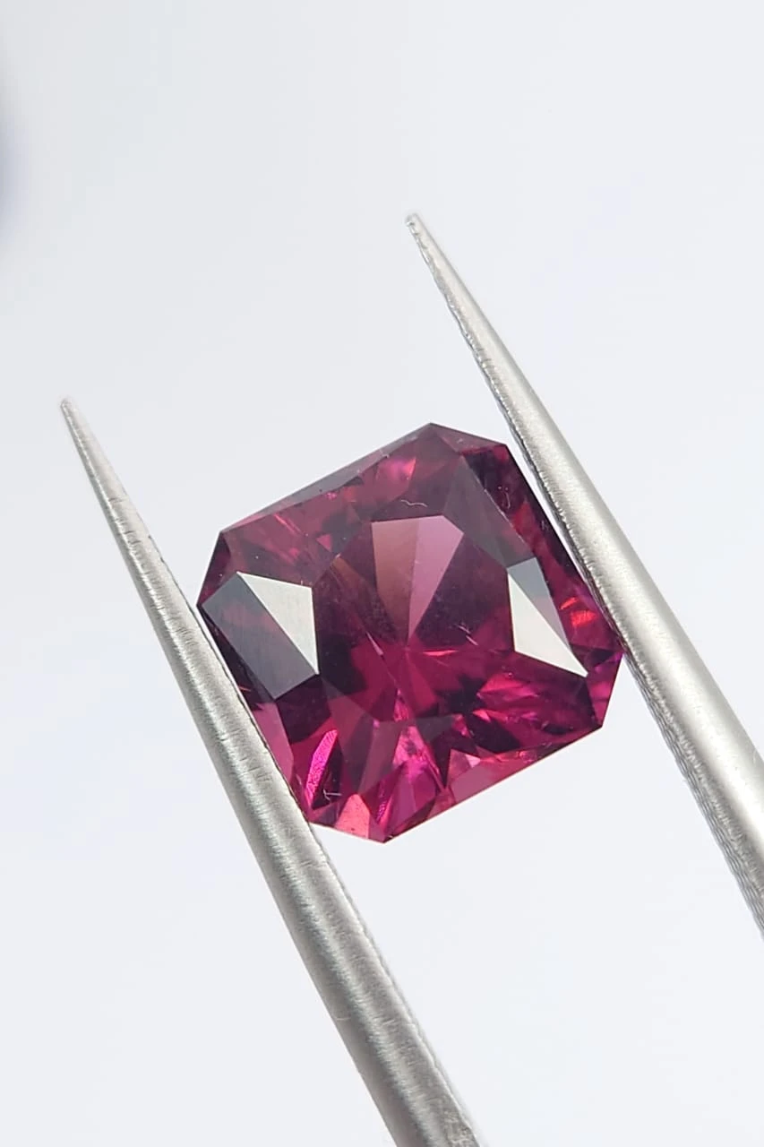 3.33ct Natural Pinkish Red Rhodolite Garnet Emerald Cut Loose Gemstone From Tanzania — view 2